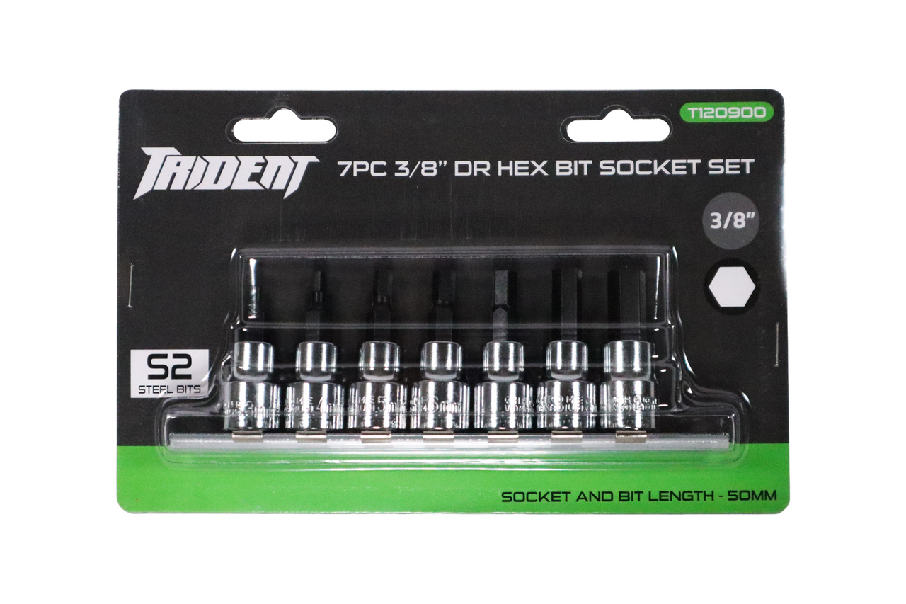 Trident 7pc Hex Bit Set 3/8 Drive 3-10mm