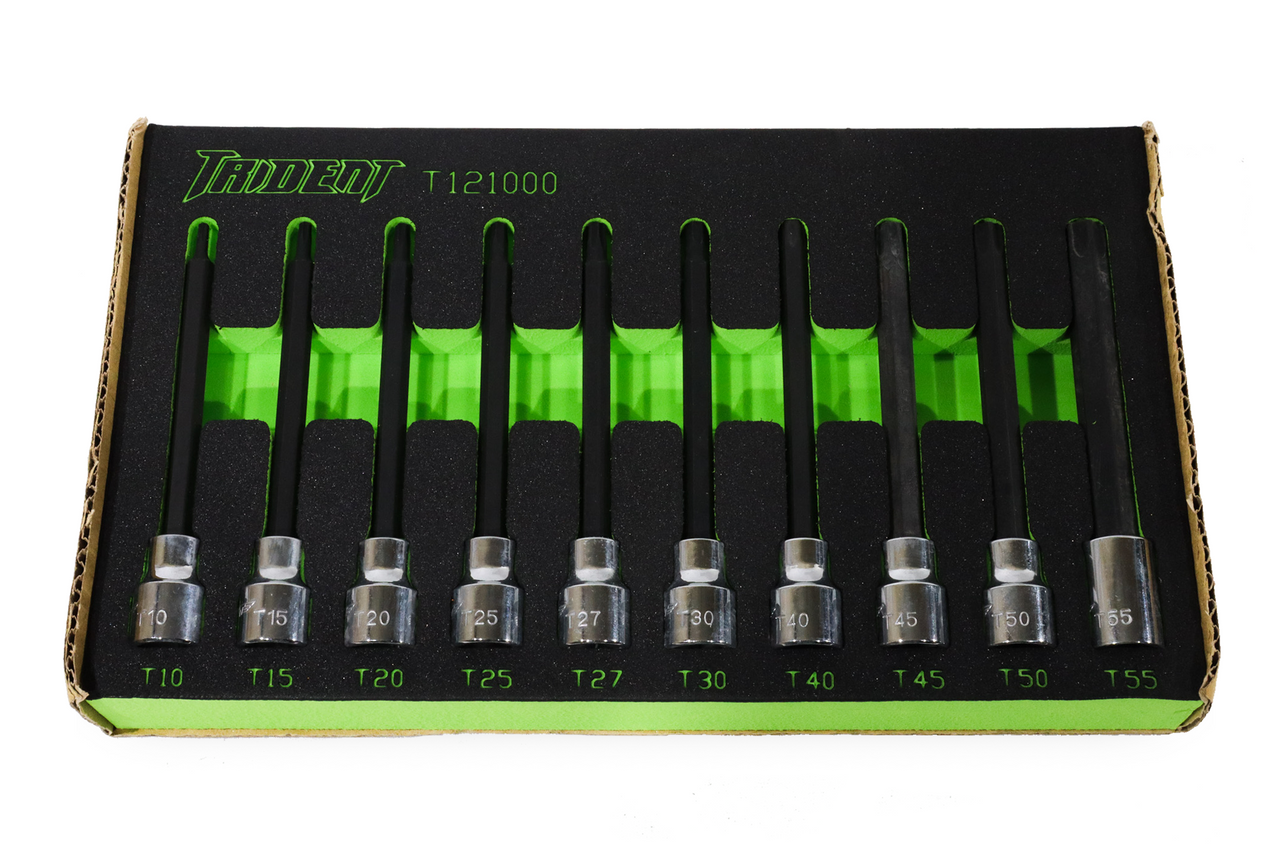 Trident 10pc Long Tx Bit Set 3/8 Dr T10-T55