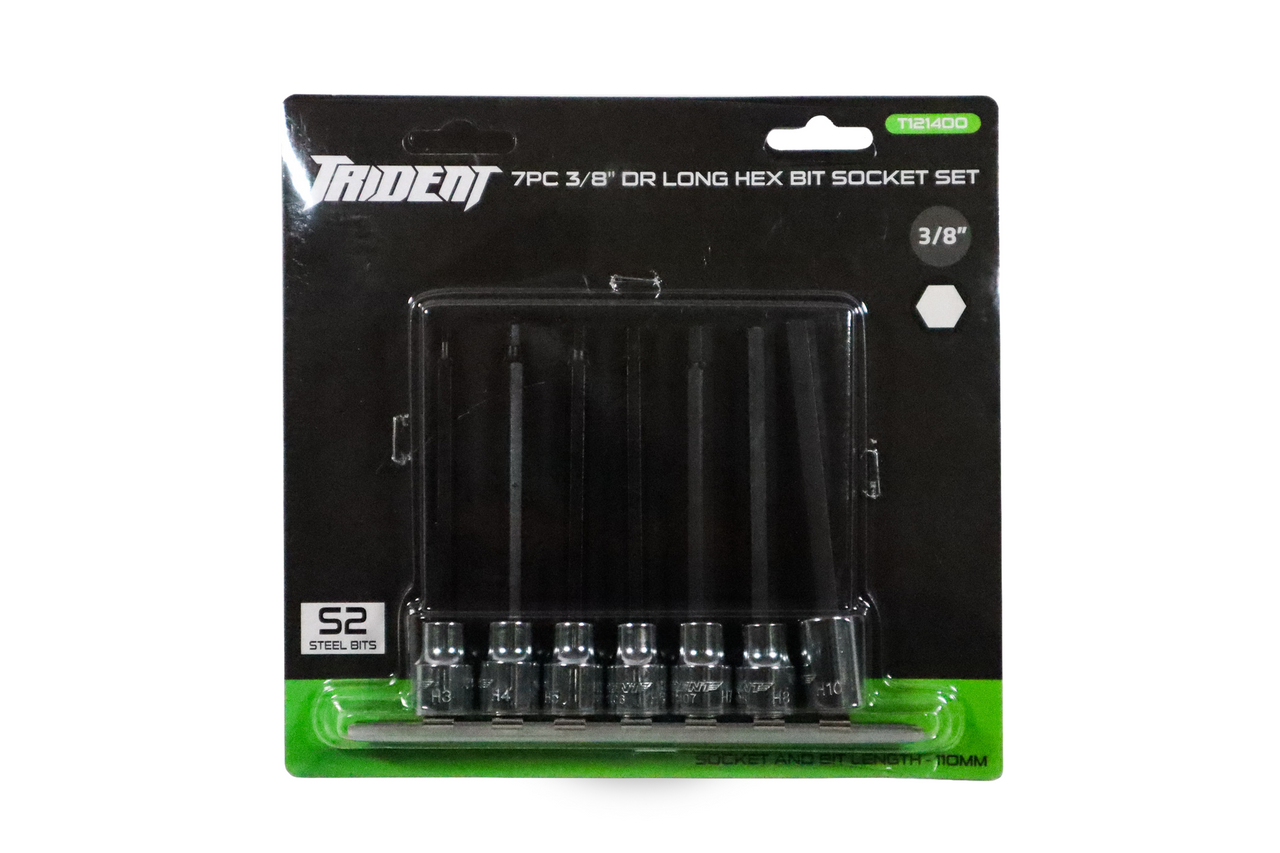 Trident 7pc Long Hex Bit Set 3/8 Drive 3-10mm