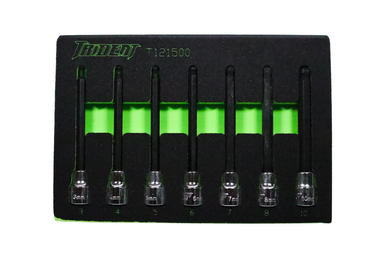 Trident 7pc Long Hex Bit Set with Ball End 3/8Dr 3-10mm in EVA Foam