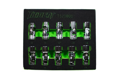 Trident 10pc U/J Socket Set 3/8 Dr 10-19mm in EVA foam