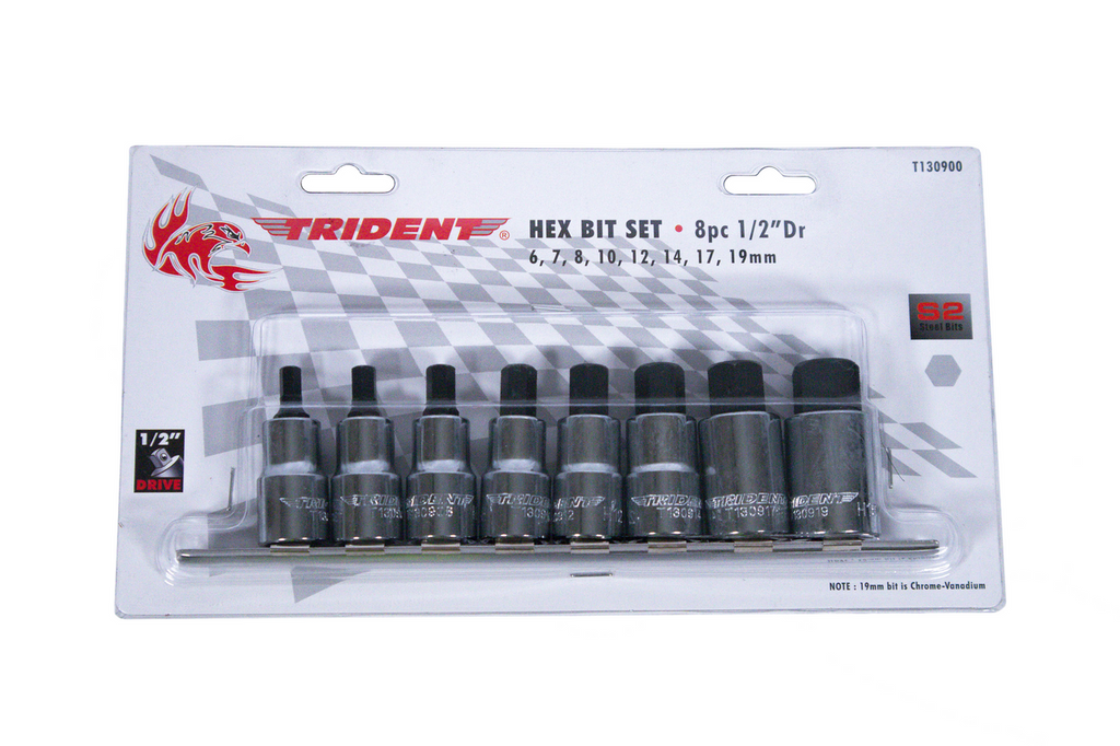 Trident 8pc Hex Bit Set 1/2 Drive 6-19mm