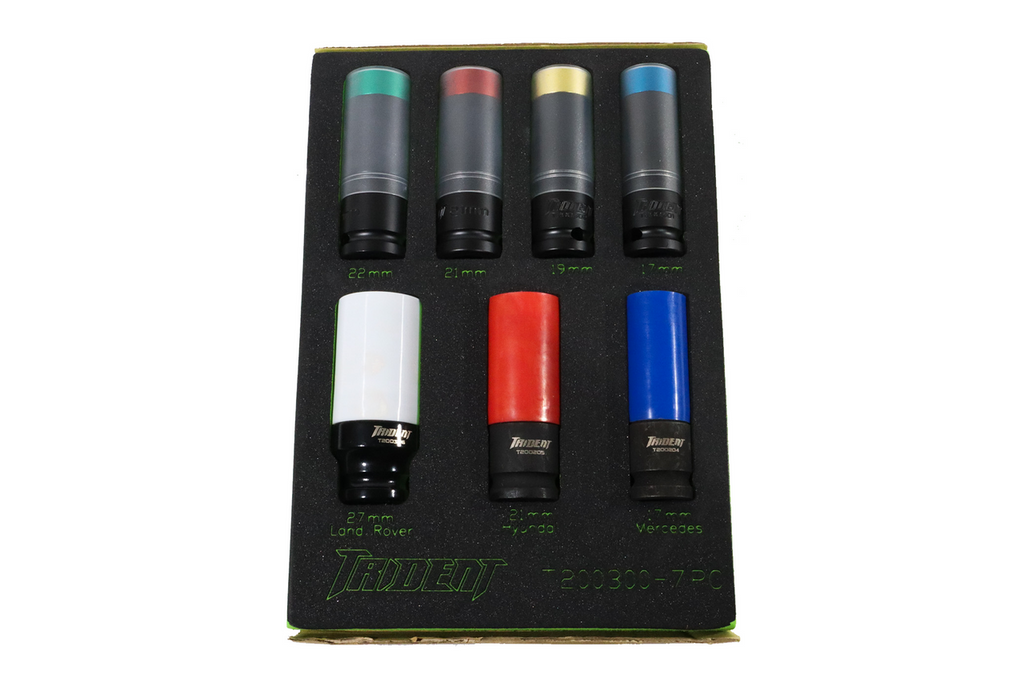 Trident 7pc Heavy Duty Alloy Wheel Sockets in EVA foam