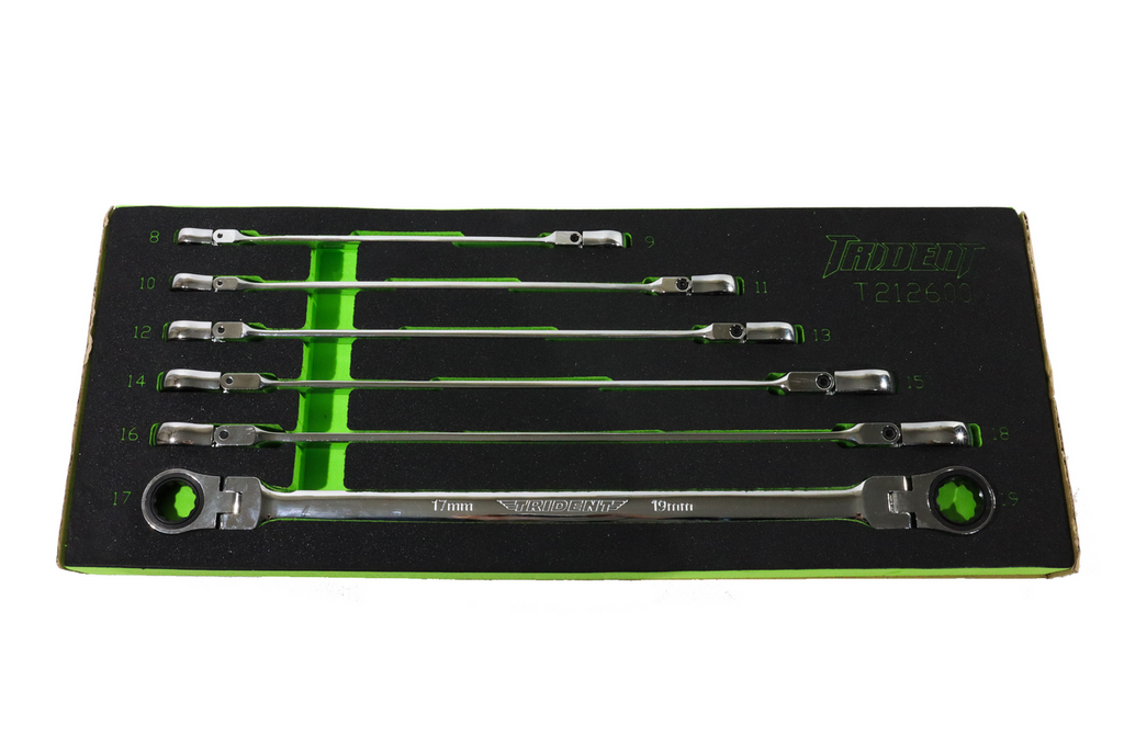 Trident Double Flex Head Rachet Spanner Set 8-19mm EVA Tray