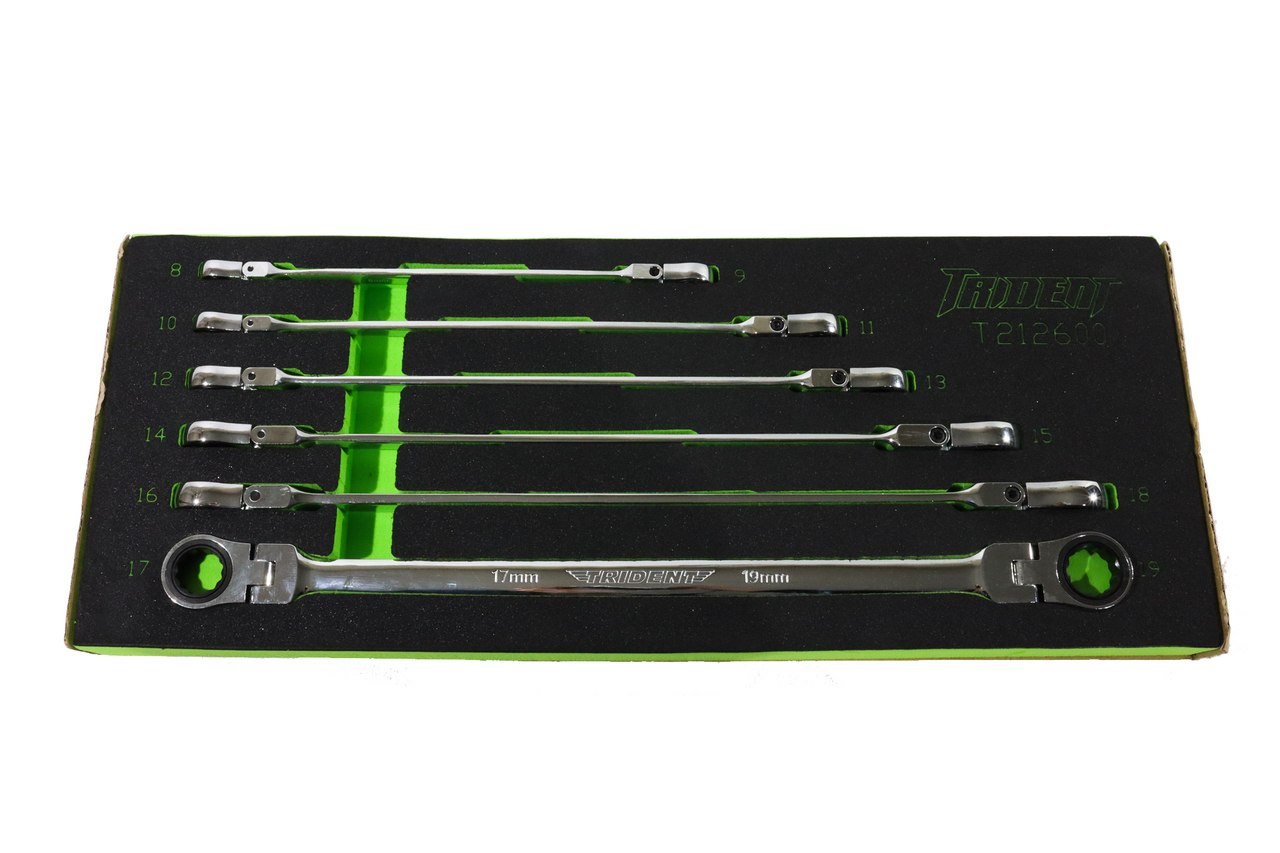 Trident Double Flex Head Rachet Spanner Set 8-19mm EVA Tray