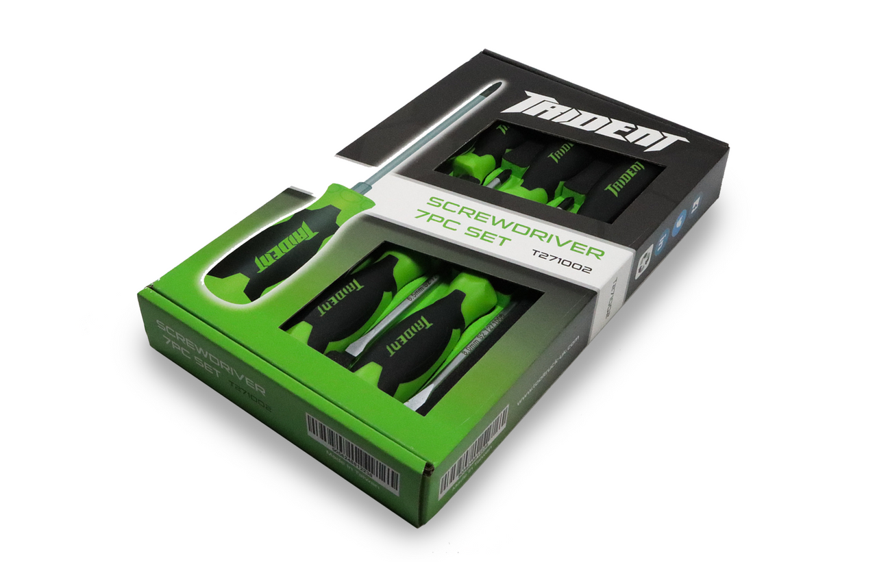 Trident Torque Pro 7pc Screwdriver Set Green Pozi/Slot/PH