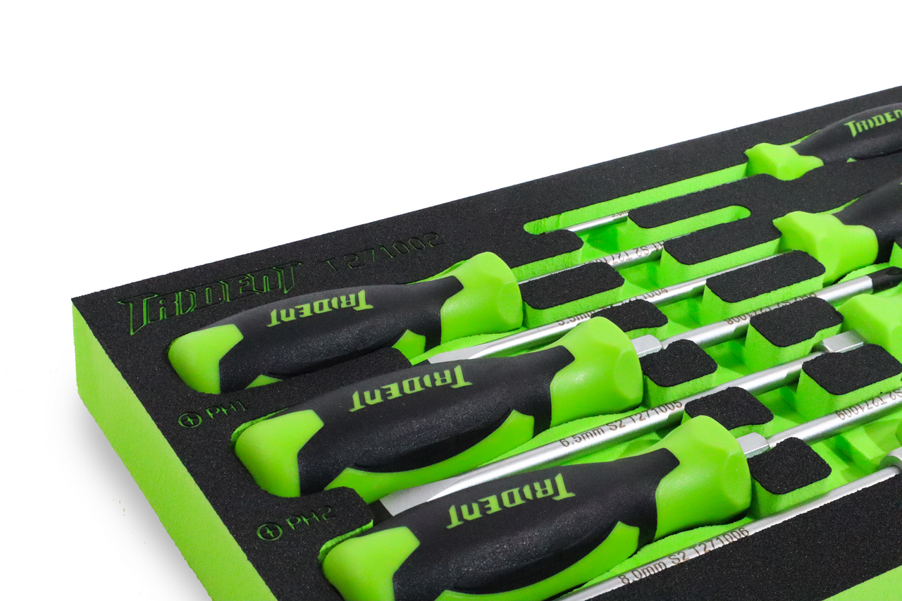 Trident Torque Pro 7pc Screwdriver Set Green Pozi/Slot/PH