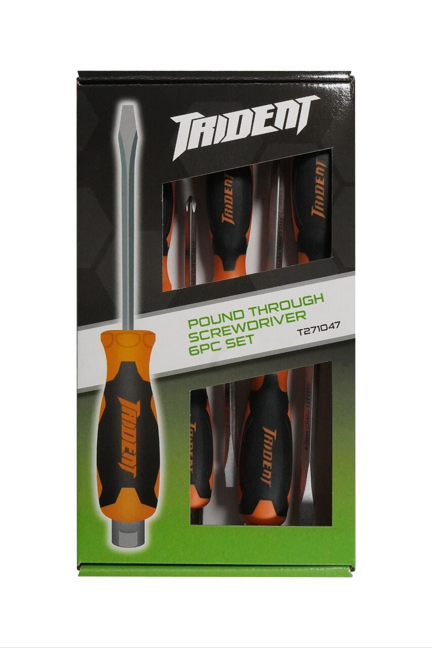 Trident Torque Pro 6pc Pound Screwdriver Pz Slot & PH Orange