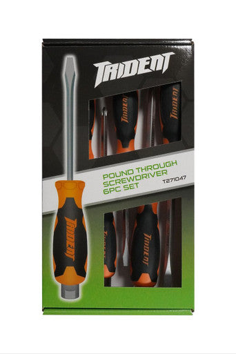 Trident Torque Pro 6pc Pound Screwdriver Pz Slot & PH Orange