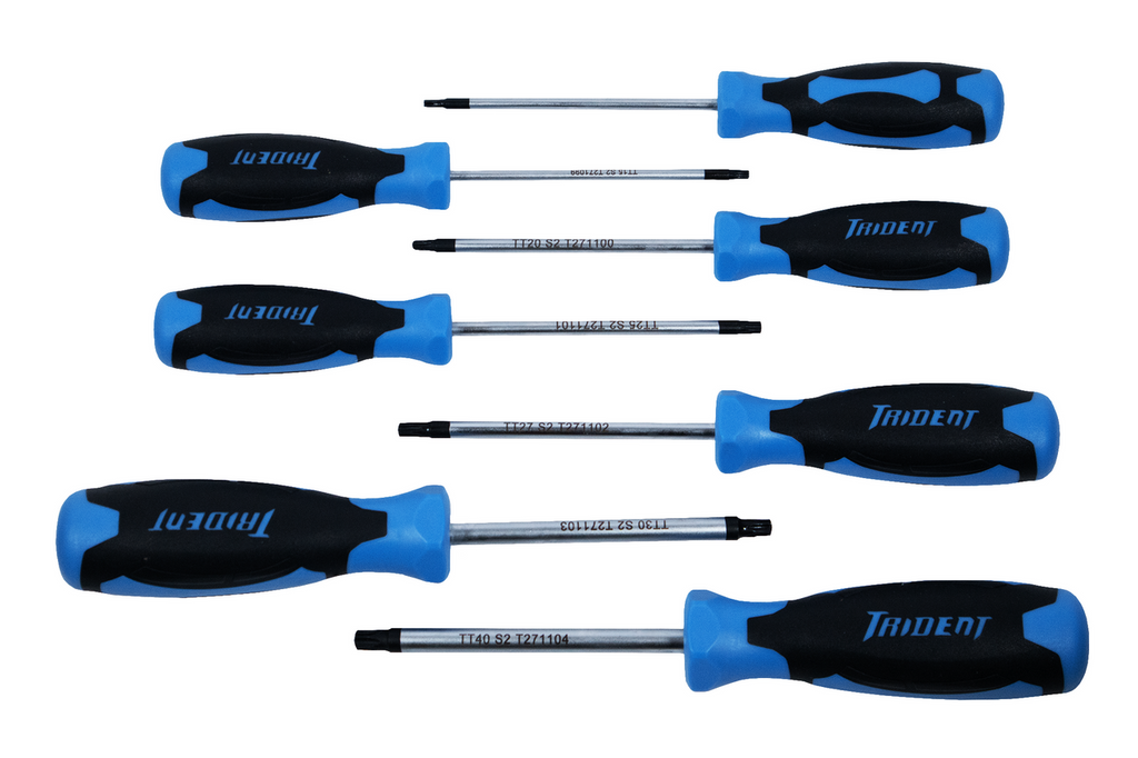Trident Torque Pro 7Pc Tamper Torx Dr 100mm x TT10-TT40 Blue
