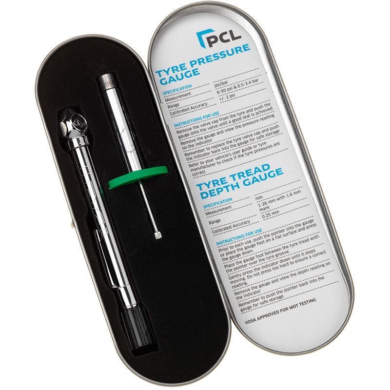 PCL Tyre Safety Twin Pack - Pressure Gauge & Tread Depth Gauge