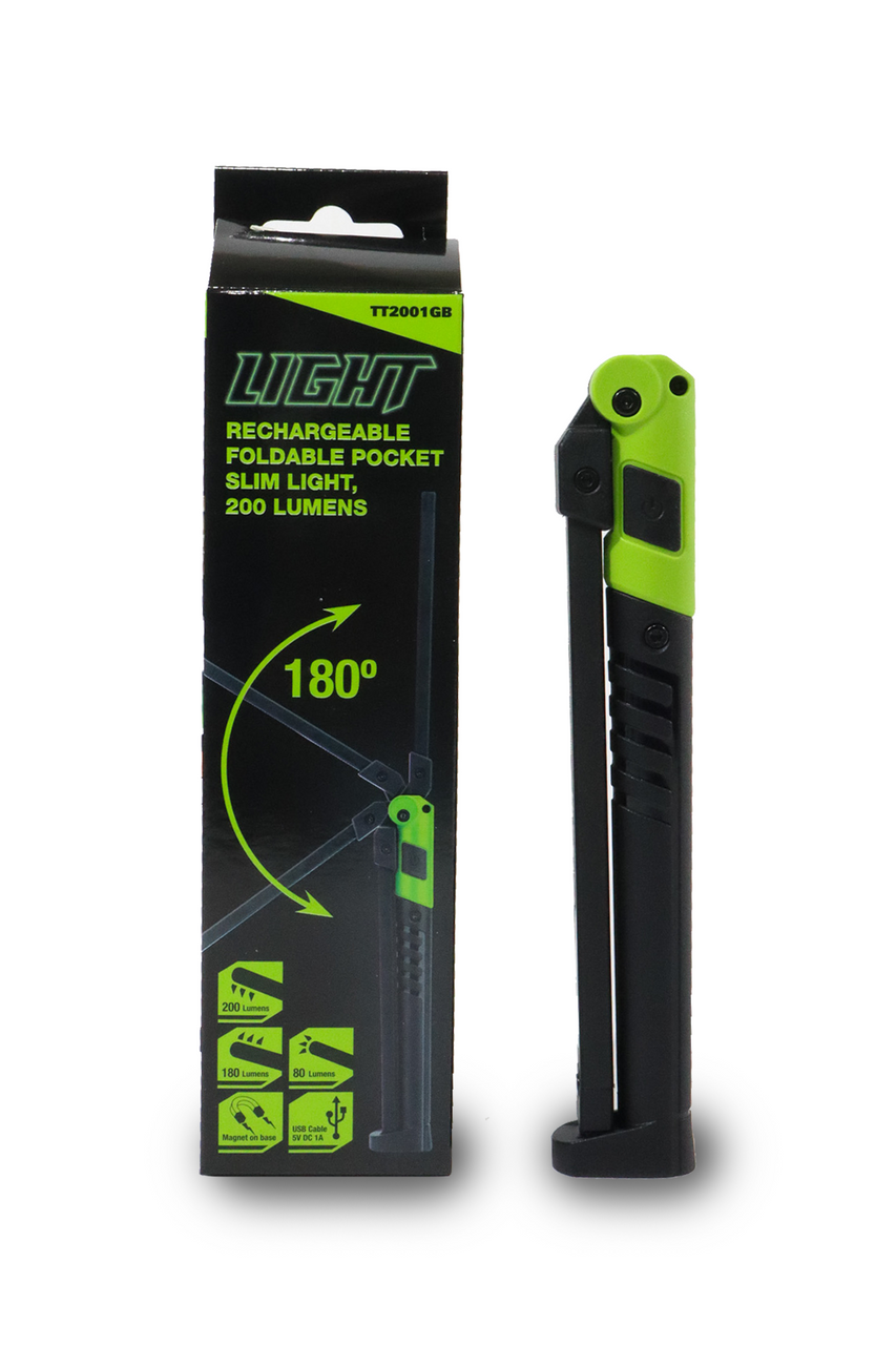 ToolTruck Rechargeable Foldable Pocket Slim Light - Green & Black