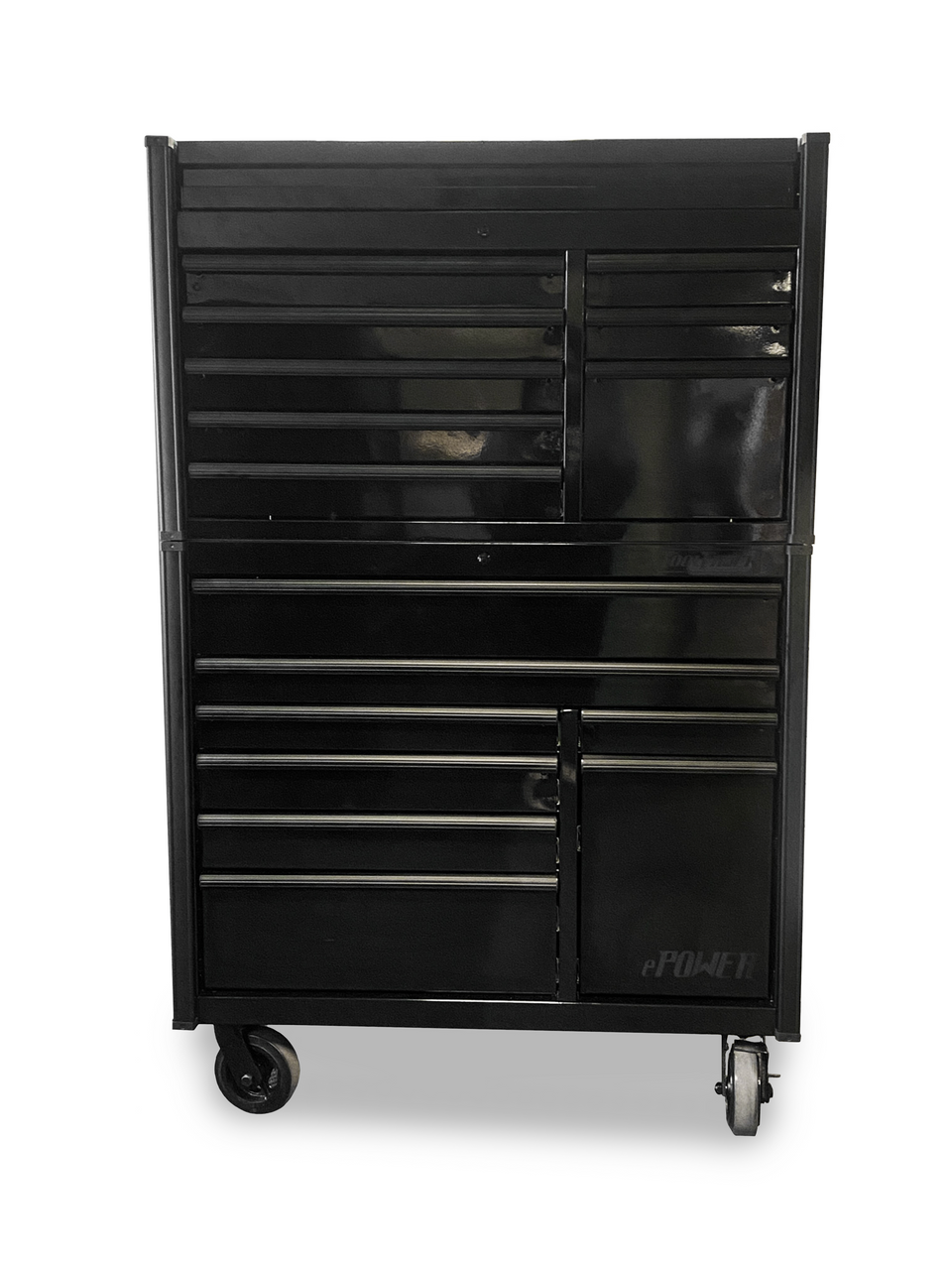ToolTruck 42inch Tool Box Stack 8 Draw Roll Cab & 8 Draw Top Chest - Black & Matt Black