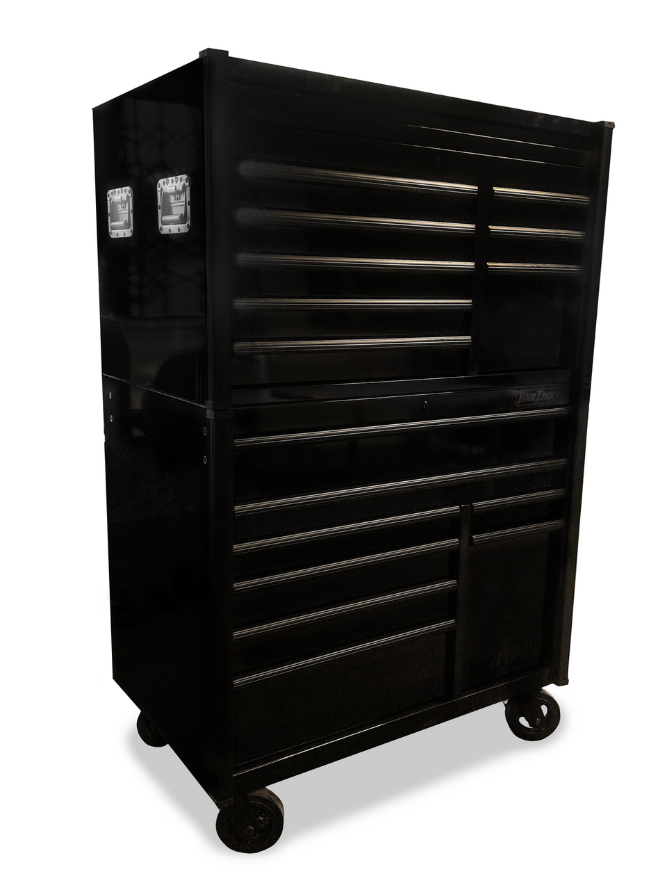 ToolTruck 42inch Tool Box Stack 8 Draw Roll Cab & 8 Draw Top Chest - Black & Matt Black