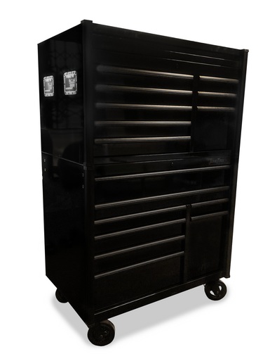 ToolTruck 42inch Tool Box Stack 8 Draw Roll Cab & 8 Draw Top Chest - Black & Matt Black