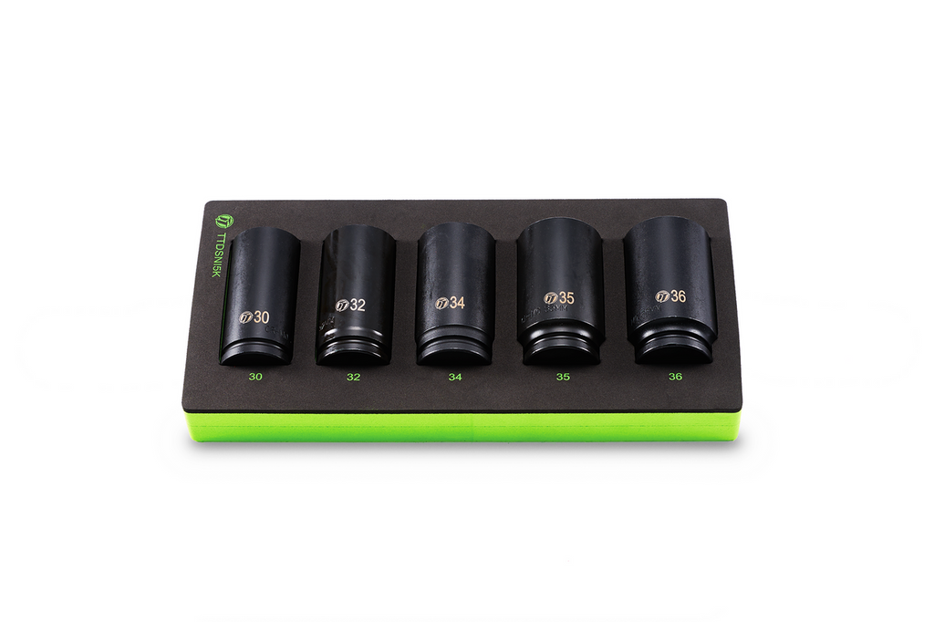 ToolTruck 5pc 1/2 Drive Metric Deep Hub Nut 6 point Impact Socket Set 30-36mm