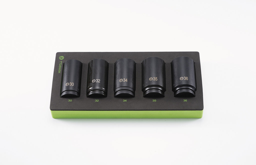 ToolTruck 5pc 1/2 Drive Metric Deep Hub Nut 6 point Impact Socket Set 30-36mm