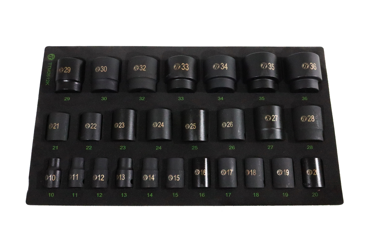 ToolTruck 26pc 1/2 Drive 12 point Metric Impact Socket Set 10-36mm