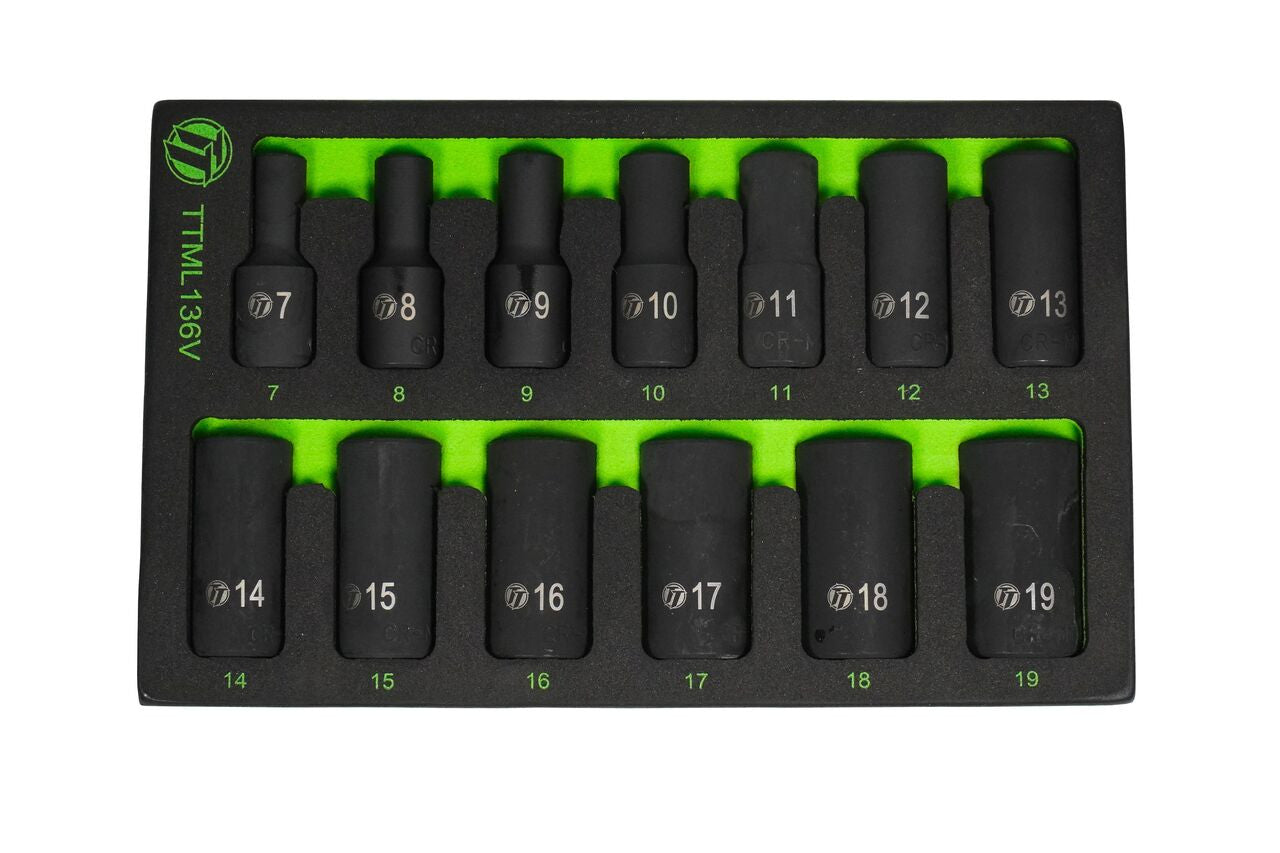 ToolTruck 13pc 3/8 Drive 6 point Metric Mid-Length Impact Socket Set 7-19mm