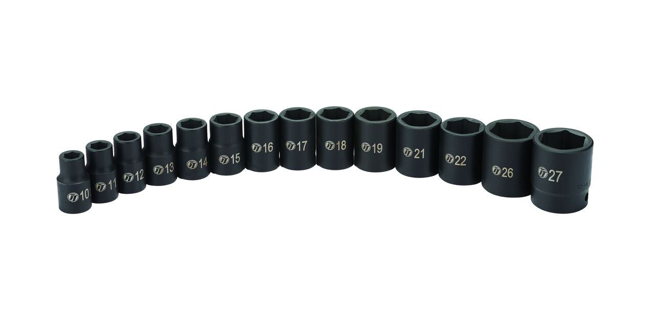 ToolTruck 14pc 1/2 Drive 6 point Metric Impact Socket Set 10-27mm