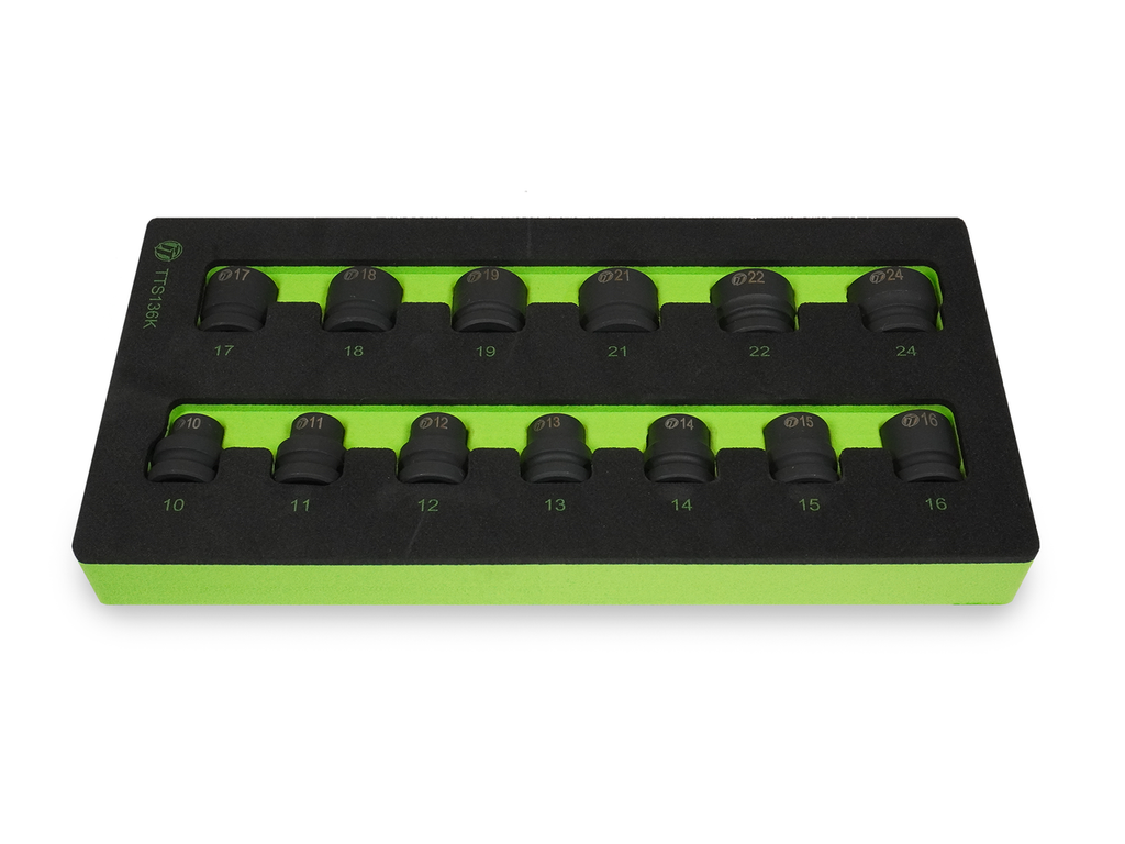 ToolTruck 13Pc 1/2 Drive 6 point Metric Stubby Impact Socket Set 10-24mm