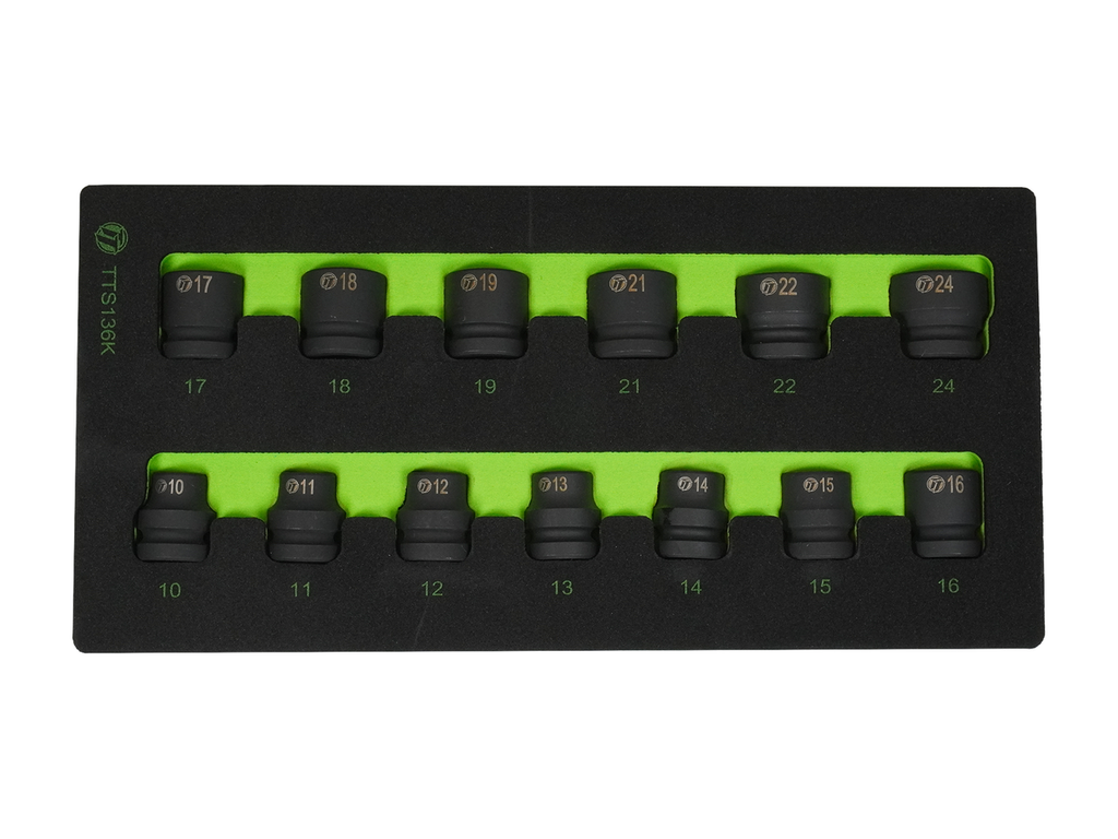 ToolTruck 13Pc 1/2 Drive 6 point Metric Stubby Impact Socket Set 10-24mm