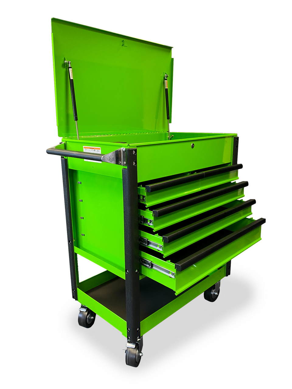 ToolTruck 5 Drawer Tool Cart with Power Strip & Latching Handles - Green
