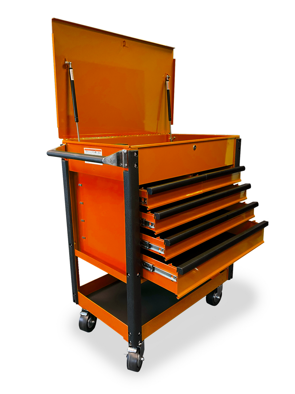 ToolTruck 5 Drawer Tool Cart with Power Strip & Latching Handles - Orange