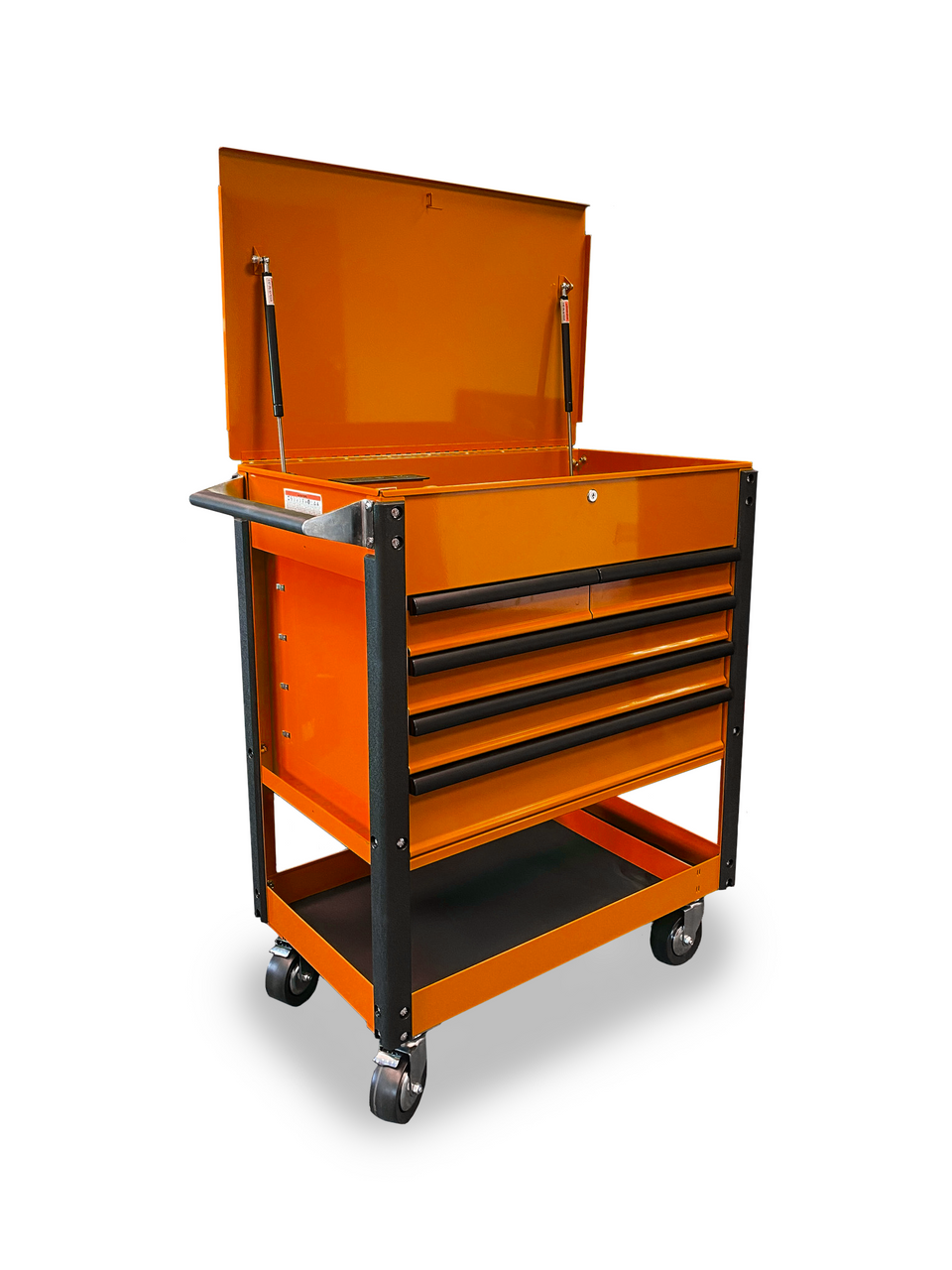 ToolTruck 5 Drawer Tool Cart with Power Strip & Latching Handles - Orange