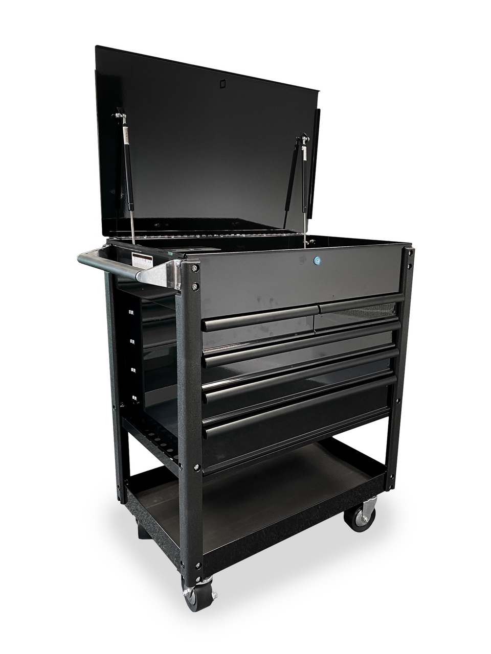 ToolTruck 5 Drawer Tool Cart with Power Strip & Latching Handles - Black