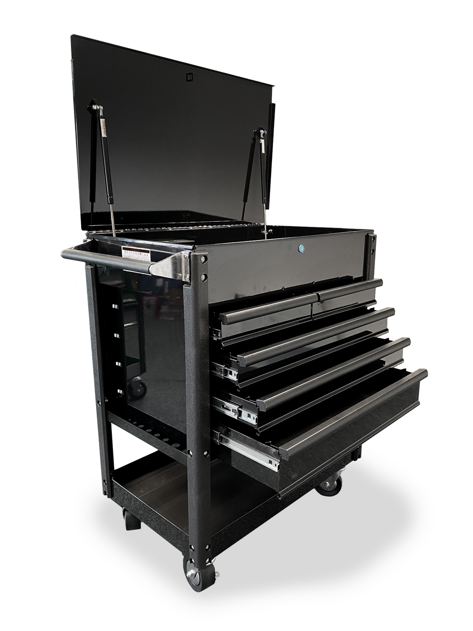 ToolTruck 5 Drawer Tool Cart with Power Strip & Latching Handles - Black