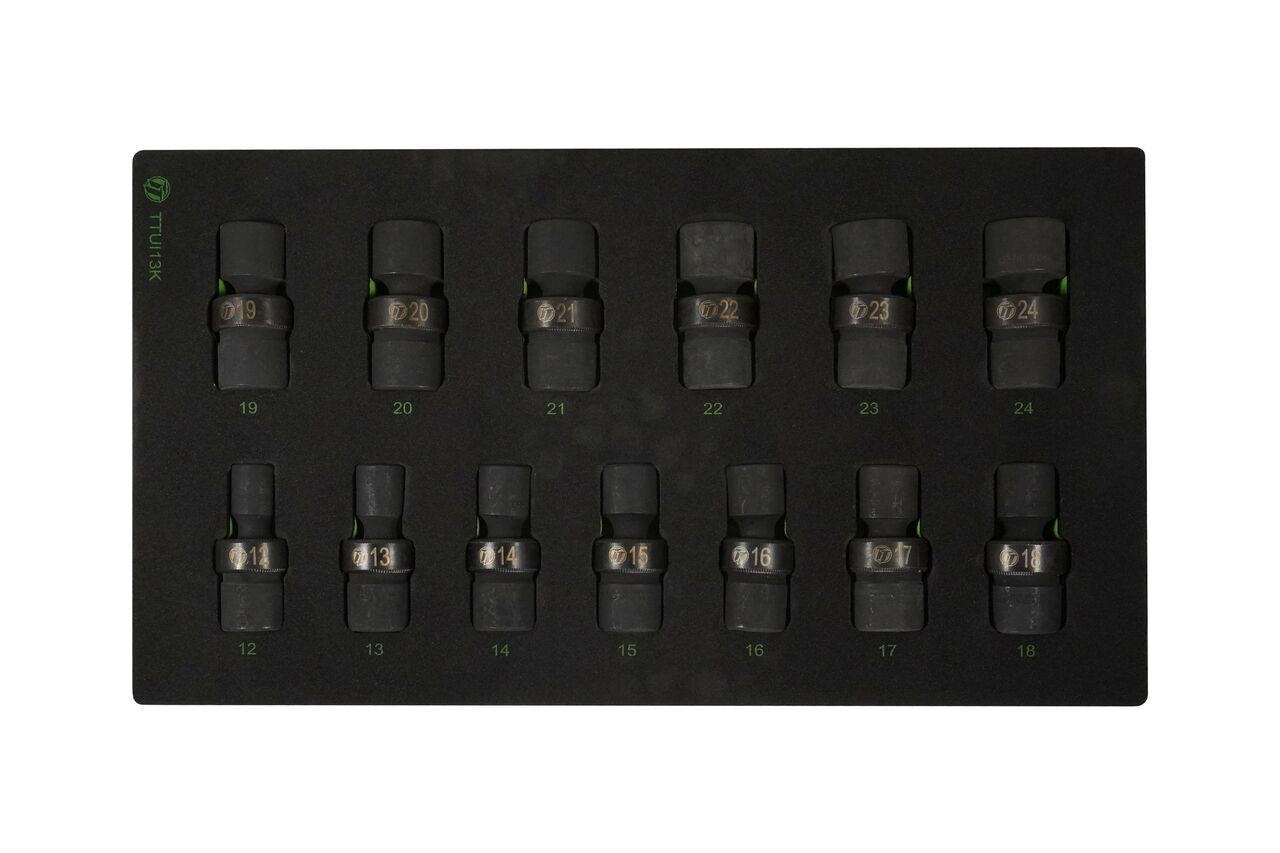 ToolTruck 13pc 1/2 Drive 6 point Universal Metric Impact Socket Set 12-24mm
