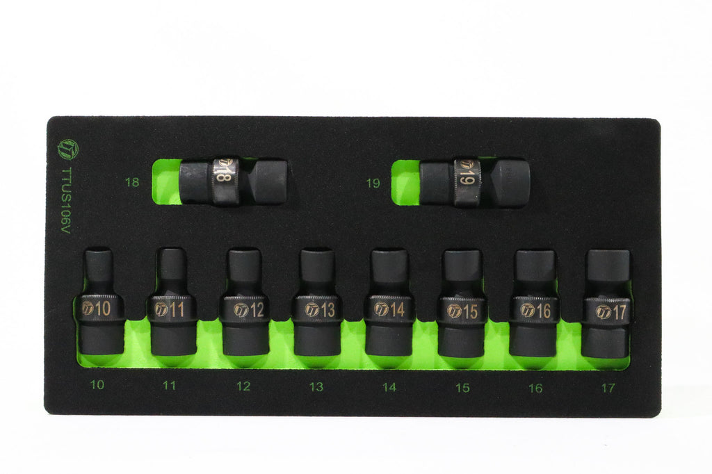 ToolTruck 10pc 3/8 Drive 6 point Metric Universal Impact Socket Set 10-19mm