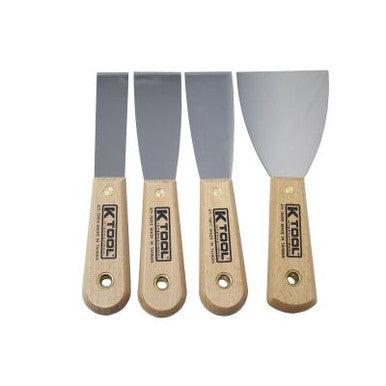 K Tool Scraper Knife Set with Wooden Handle 4pc