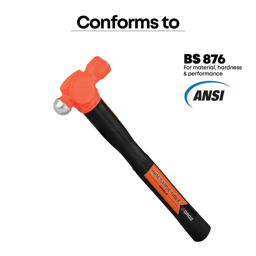 Groz Tools 48oz IndestructIble Handle Ball Pein Hammer