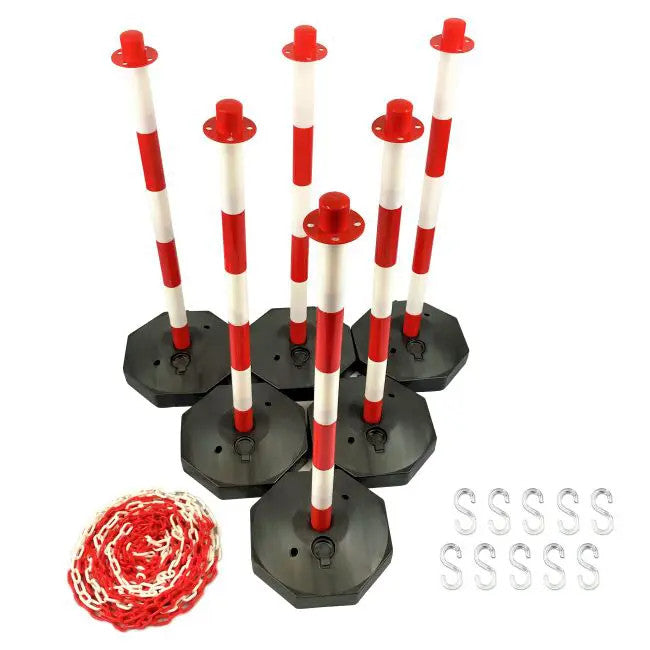 Barrier Chain and 6 x Post Kit - RED & WHITE