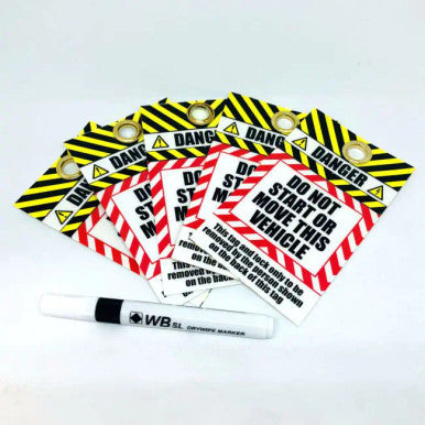 EHV Safe Working Lock Out Tags x 5 with 1 x Marker Pen