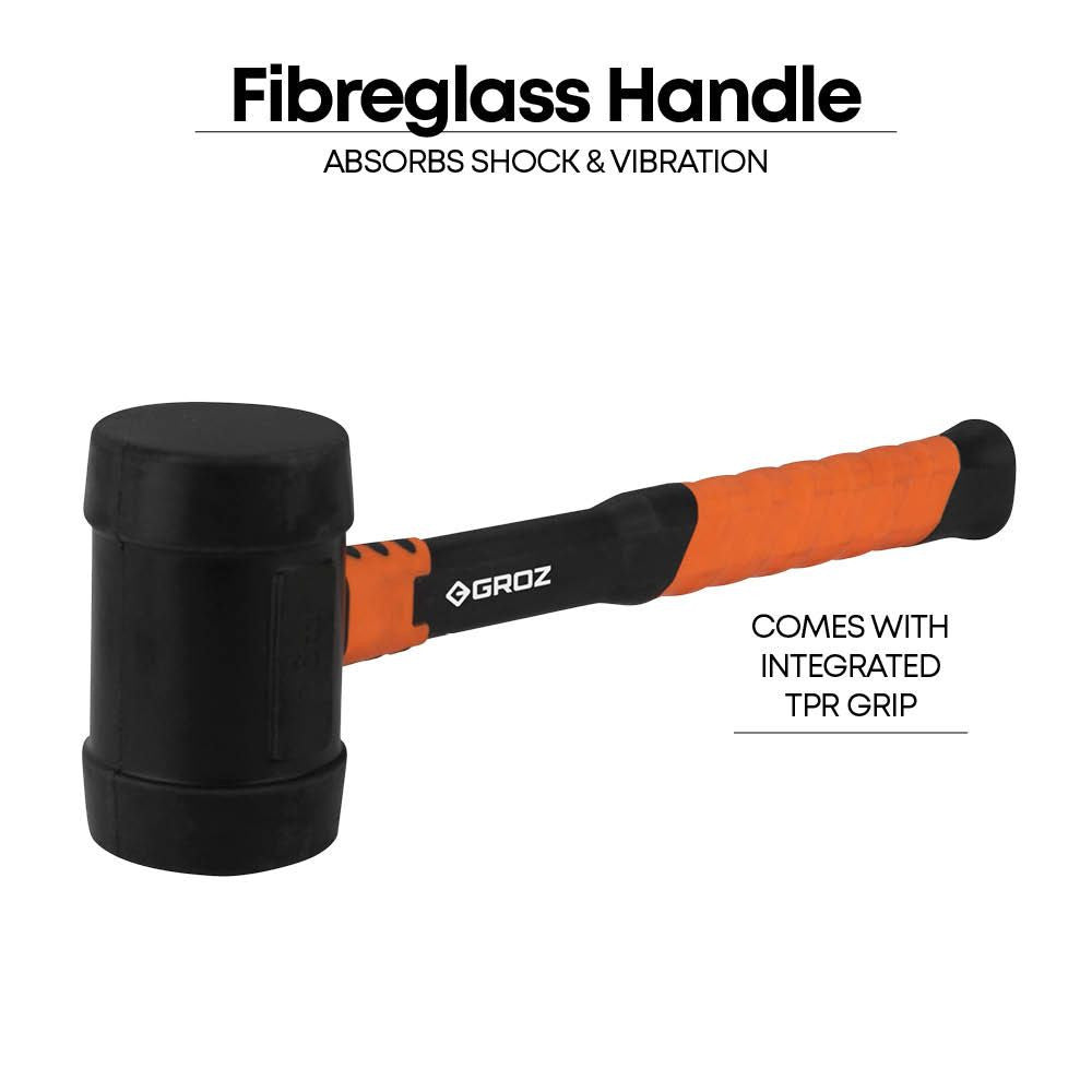 Groz Tools Fibreglass Handle Rubber Mallet (20oz)
