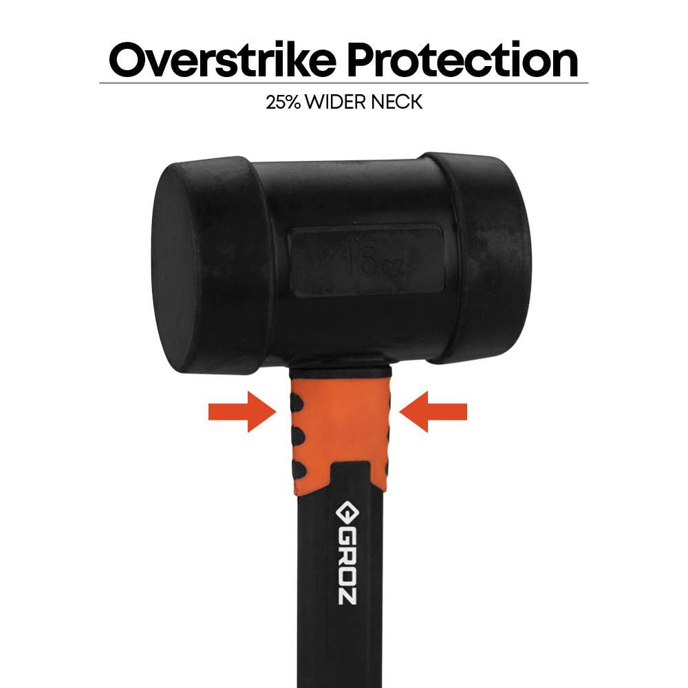 Groz Tools Fibreglass Handle Rubber Mallet (20oz)