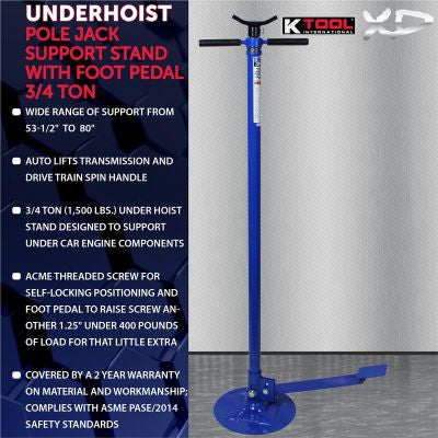 K Tool 3/4 Ton Underhoist Stand with Pedal