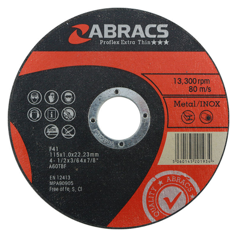 Abracs 115x1mm Thin Cutting Disc 10pc