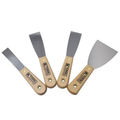 K Tool Scraper Knife Set with Wooden Handle 4pc