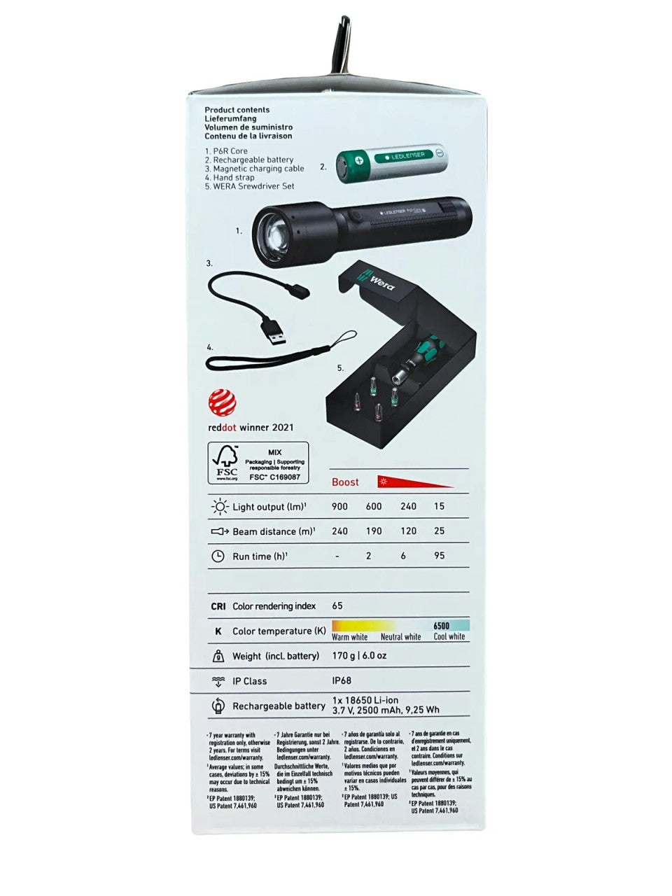 Led Lenser P6R Core + WERA Premium Bit-Holding Screwdriver