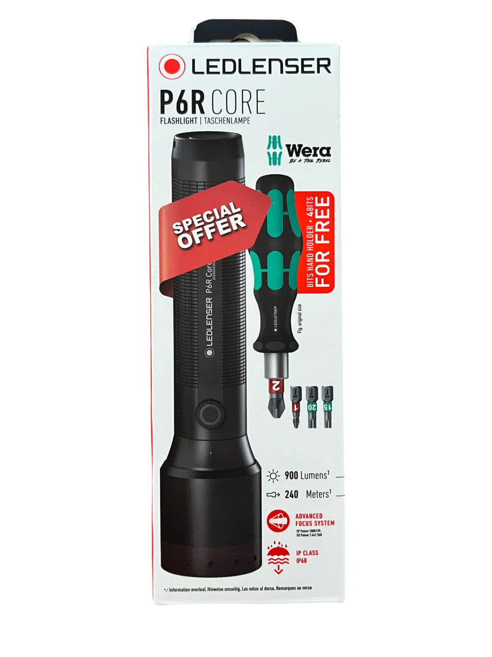Led Lenser P6R Core + WERA Premium Bit-Holding Screwdriver