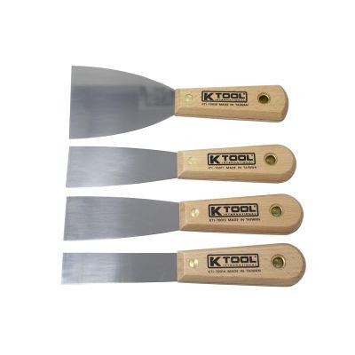 K Tool Scraper Knife Set with Wooden Handle 4pc