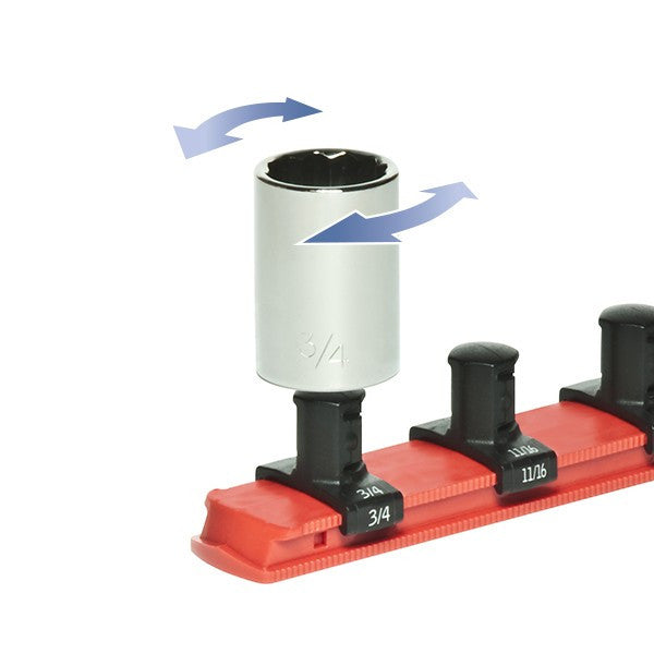 Ernst 3/8 18in Magnetic Socket Holder 18 Twist Lock Clips - Red