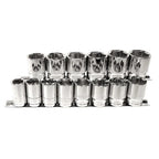 K Tool Socket Rail 1/2 Dr 6 Point Metric 15-28mm 14Pc