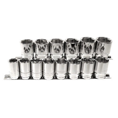 K Tool Socket Rail 1/2 Dr 6 Point Metric 15-28mm 14Pc